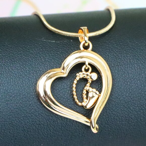 "Rose Gold Heart Pendant with Baby Footprint Charm – Elegant Look, XPPT1199 - Picture 1 of 13